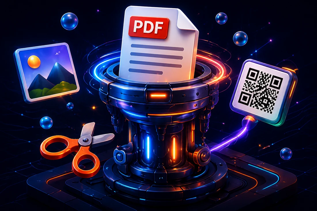 เครื่องจักร PDF พร้อมเครื่องมือรูปภาพและ QR Code
